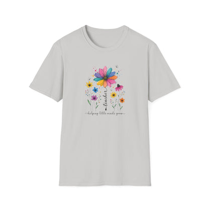 Helping Little Minds Grow Teacher Shirt | Floral Teacher Tee | Colorful Wildflower Teacher Shirt