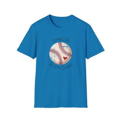 Living Life By The Seams Baseball Shirt, Cute Baseball Mom Tee, Softball Lover Graphic Tee, Game Day Shirt, Baseball Gift for Women, Sports Fan T-Shirt