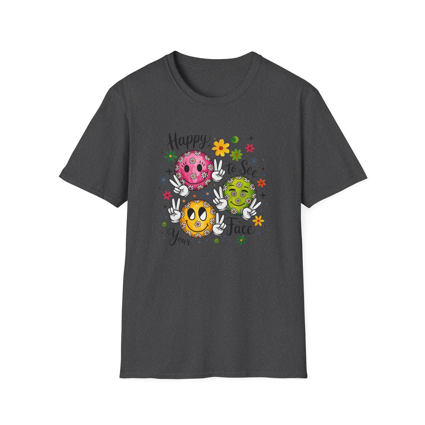 Groovy Retro Smiley Face T-Shirt – Happy to See Your Face | Vintage 70s Aesthetic Tee