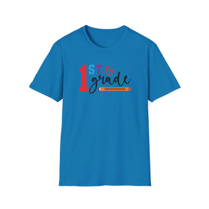 1st Grade Teacher Shirt | Back to School Teacher Tee | First Grade Graphic T-Shirt | Cute Classroom Shirt | Gildan 64000 Softstyle Tee