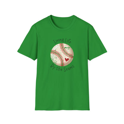 Living Life By The Seams Baseball Shirt, Cute Baseball Mom Tee, Softball Lover Graphic Tee, Game Day Shirt, Baseball Gift for Women, Sports Fan T-Shirt
