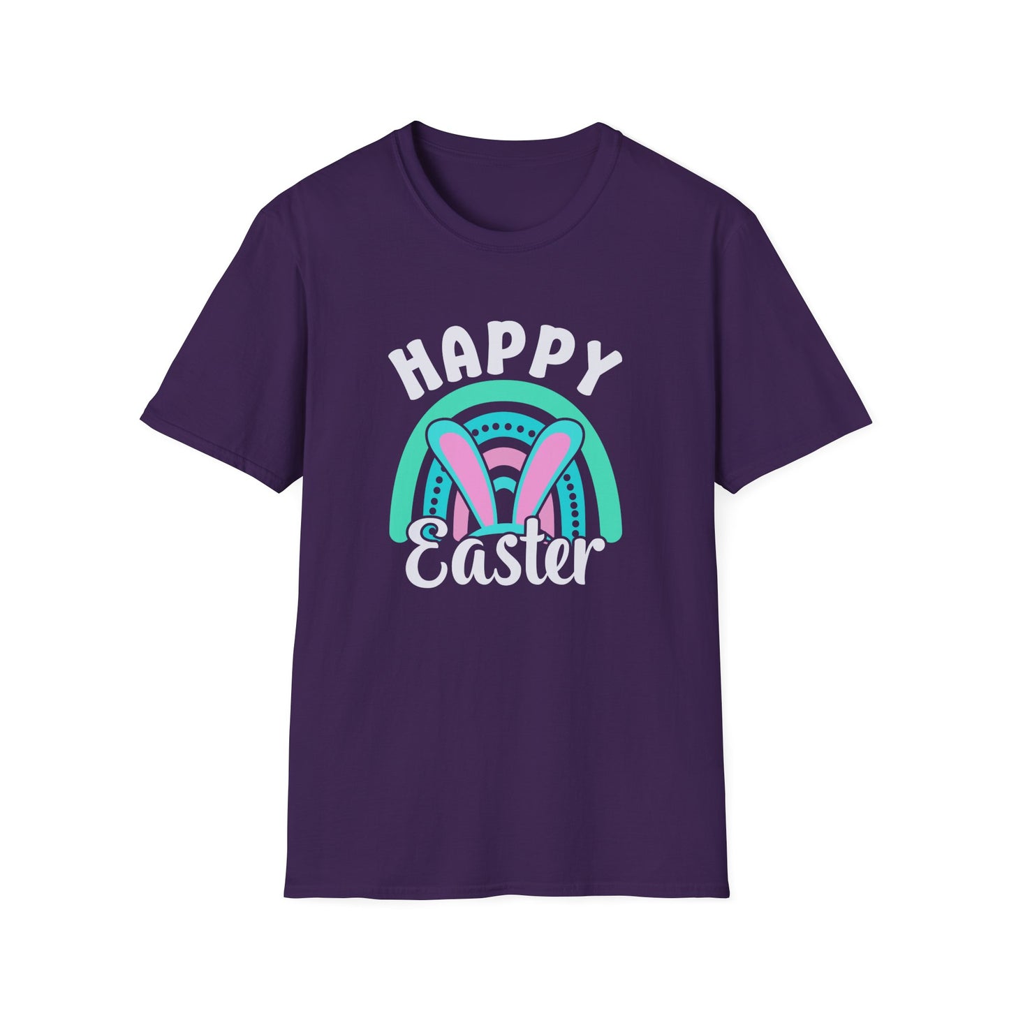 Happy Easter Bunny Shirt, Pastel Easter Rainbow Tee, Cute Spring Graphic T-Shirt, Bunny Ears Easter Outfit, Women’s Easter Shirt, Soft Pastel Holiday Tee