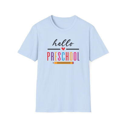 Hello Grade Teacher Shirts | Retro Back to School Graphic Tees | Preschool, Pre-K, Kindergarten, First, Second & Third Grade Teacher Shirt | Gildan 64000 Softstyle Tee