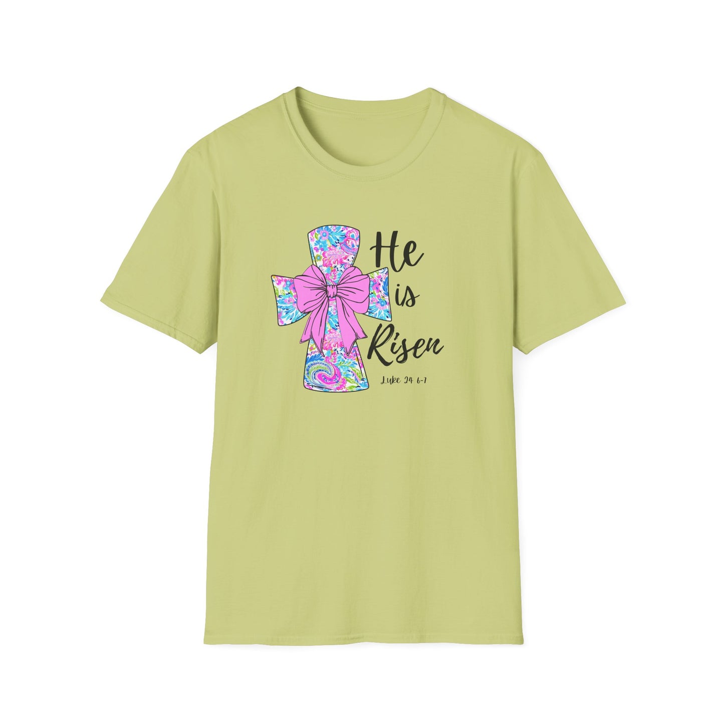Floral Cross Easter Shirt, He Is Risen T-Shirt, Christian Easter Tee, Faith Shirt, Religious Spring Shirt, Cute Bow Cross Shirt
