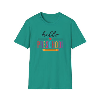 Hello Grade Teacher Shirts | Retro Back to School Graphic Tees | Preschool, Pre-K, Kindergarten, First, Second & Third Grade Teacher Shirt | Gildan 64000 Softstyle Tee