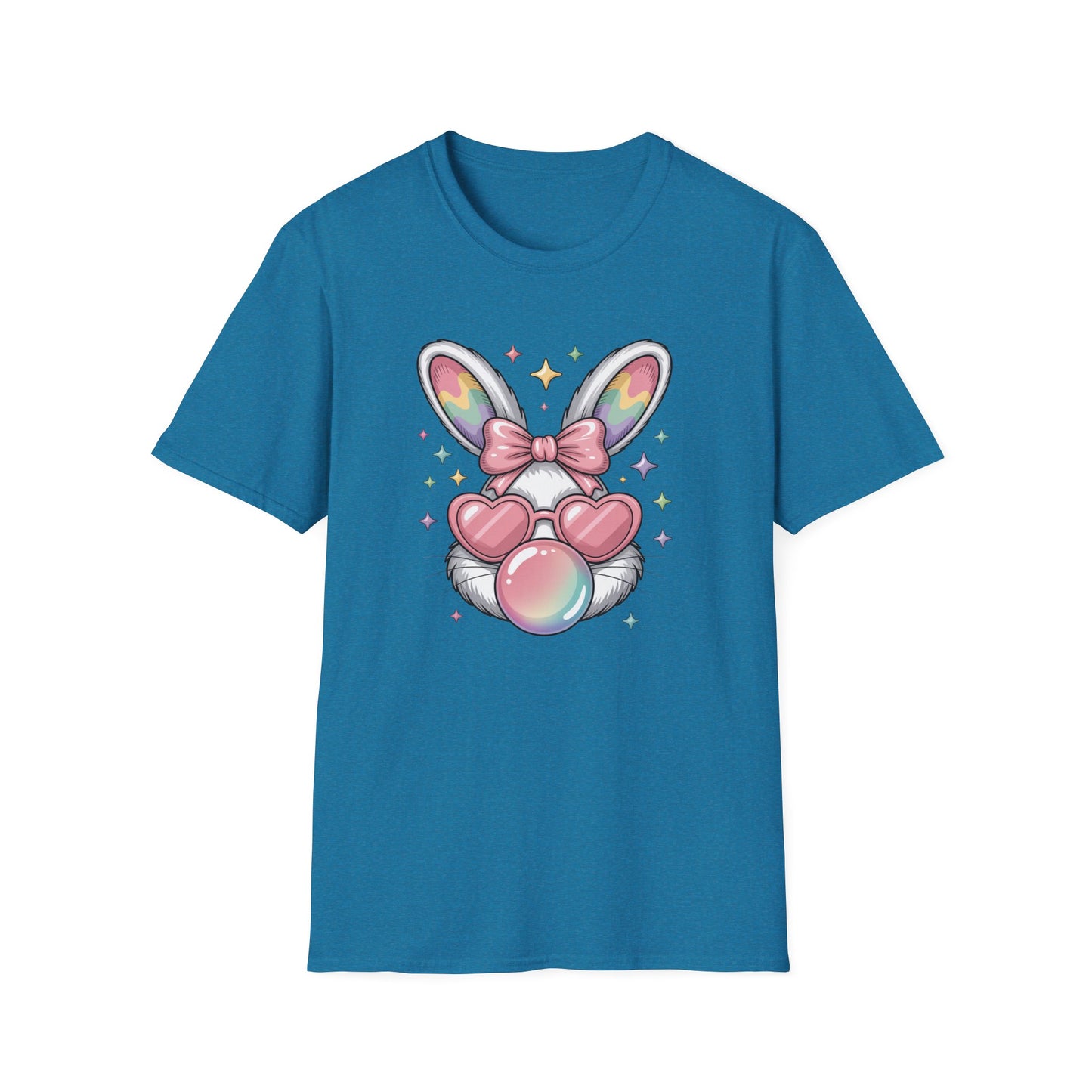 Cute Easter Bunny Bubblegum Shirt, Pastel Coquette Bunny Tee, Heart Glasses Rabbit T-Shirt, Kawaii Spring Graphic Tee, Easter Outfit for Women