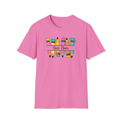 Personalized Pencil Graphic T-Shirt – Cute Back to School Teacher Tee