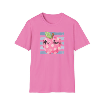 Personalized Teacher Apple Shirt | Custom Teacher Name or Grade Level T-Shirt | Back to School Teacher Tee | Cute Pink Apple Graphic Tee