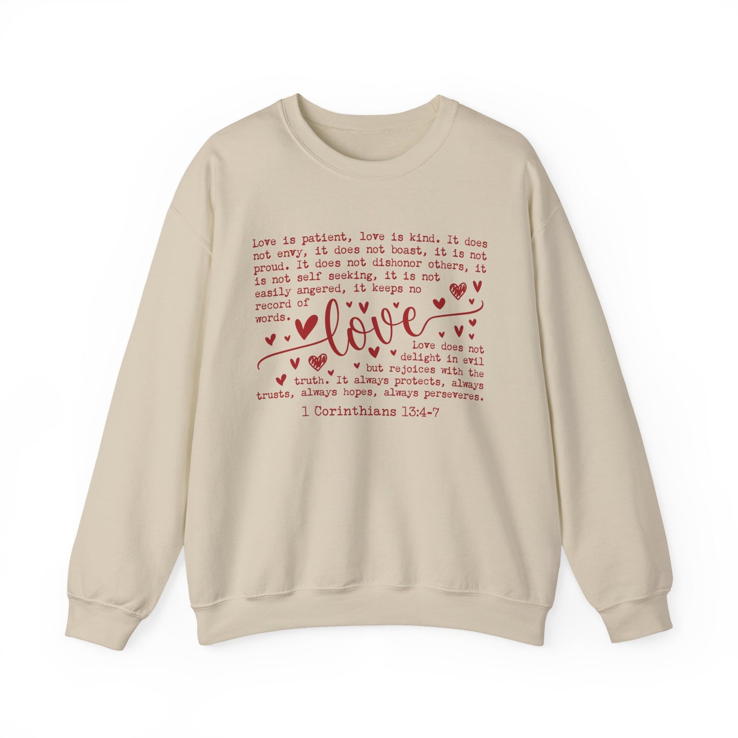 "Love is Patient" Bible Verse Sweatshirt – 1 Corinthians 13:4-7