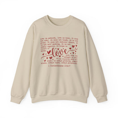 "Love is Patient" Bible Verse Sweatshirt – 1 Corinthians 13:4-7
