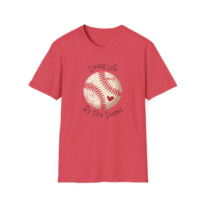 Living Life By The Seams Baseball Shirt, Cute Baseball Mom Tee, Softball Lover Graphic Tee, Game Day Shirt, Baseball Gift for Women, Sports Fan T-Shirt