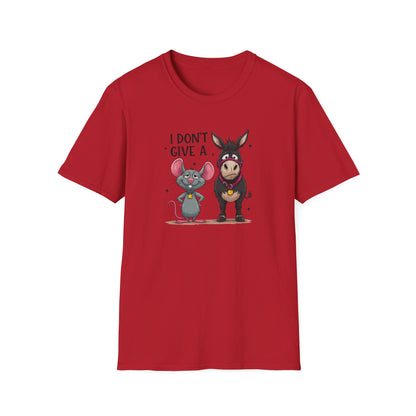 I Don't Give A... Funny Mouse & Donkey T-Shirt Cute Sarcastic Tee | Unisex Casual Humor Shirt