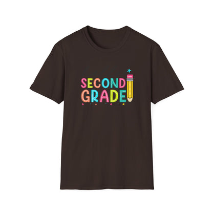 Hello Second Grade Pencil T-Shirt — Colorful Back-to-School Cute School Spirit Tee