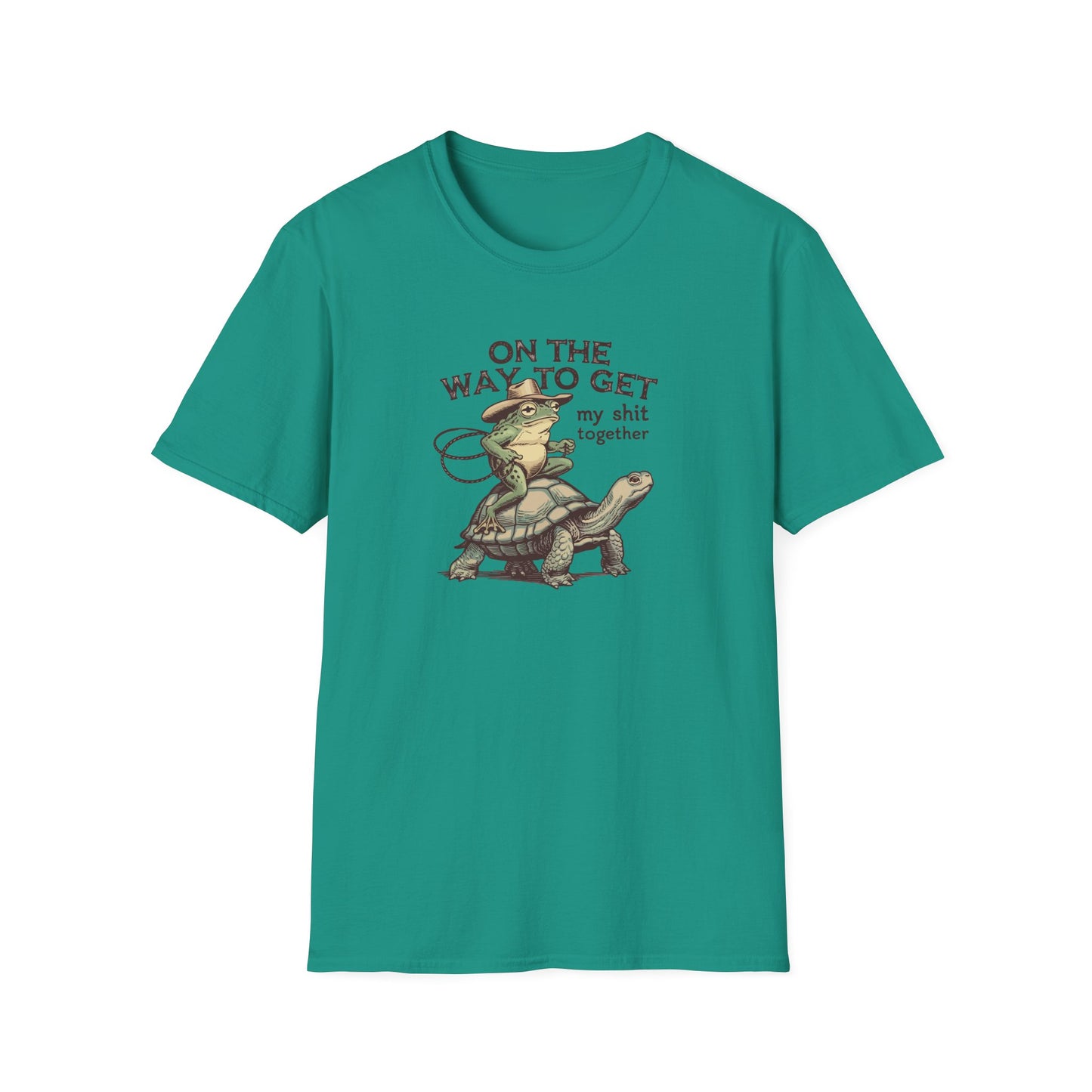 Funny Frog & Turtle T-Shirt – “On the Way to Get My Sh*t Together” Graphic Tee | Unisex Casual Humor Shirt