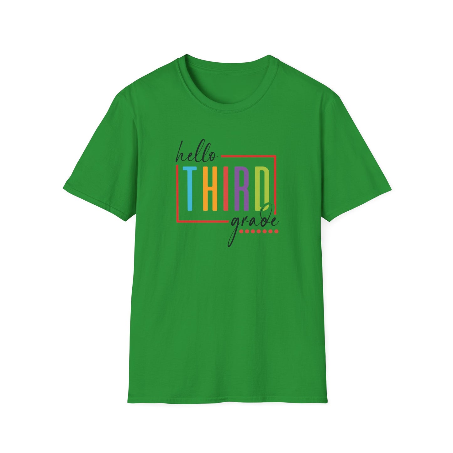 Hello Grade Teacher Shirts | Retro Back to School Graphic Tees | Preschool, Pre-K, Kindergarten, First, Second & Third Grade Teacher Shirt | Gildan 64000 Softstyle Tee