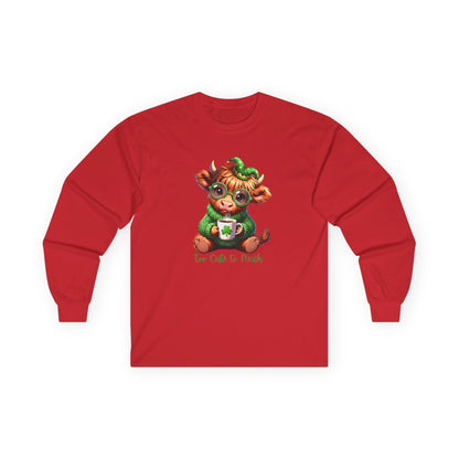 St. Patrick's Cozy Cow Long Sleeve Tee — 'Too Cute to Pinch'