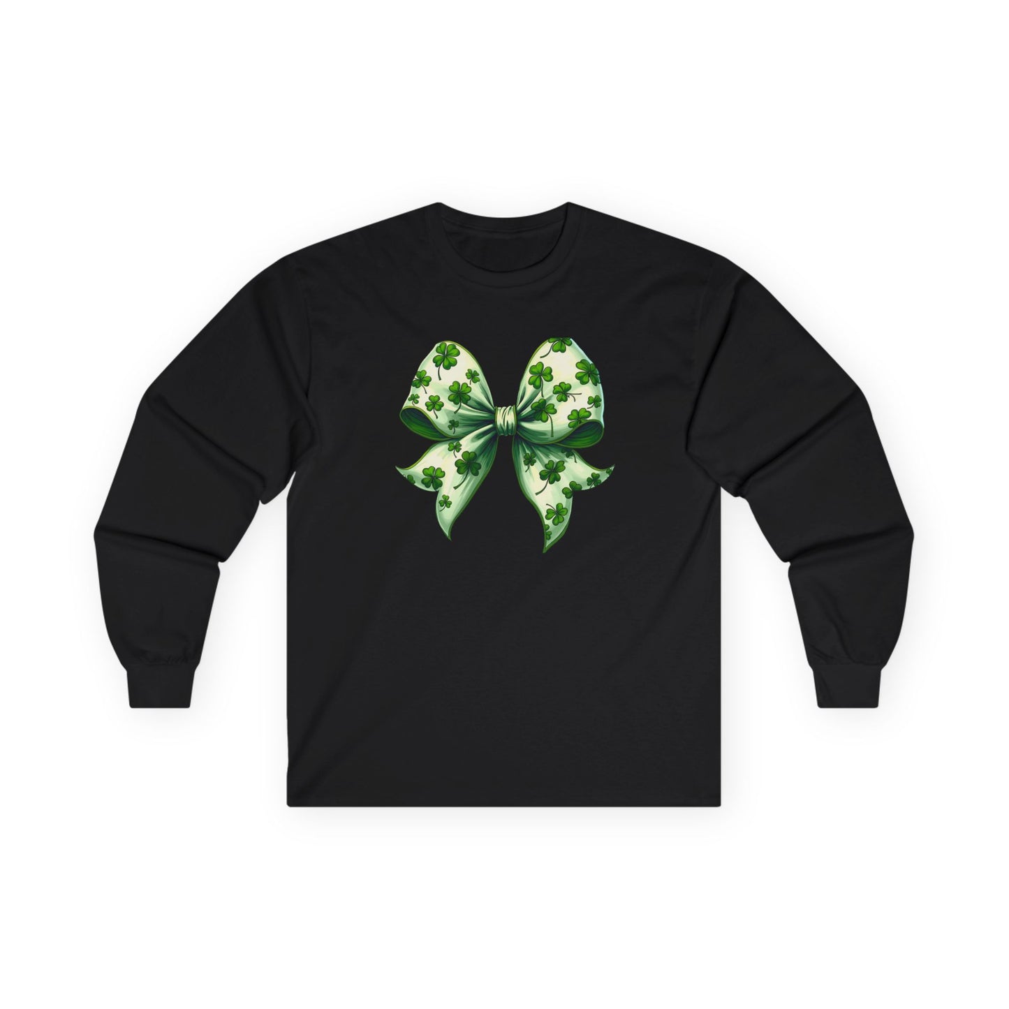 St. Patrick's Shamrock Bow Long Sleeve Tee