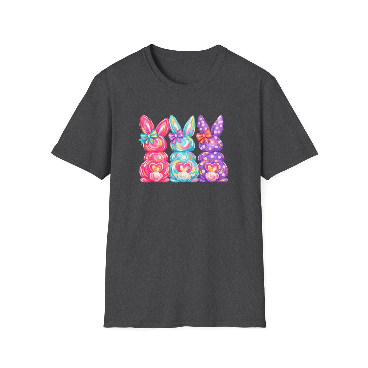 Easter Pastel Bunny Trio T-Shirt — Colorful Spring Bunny Graphic Tee