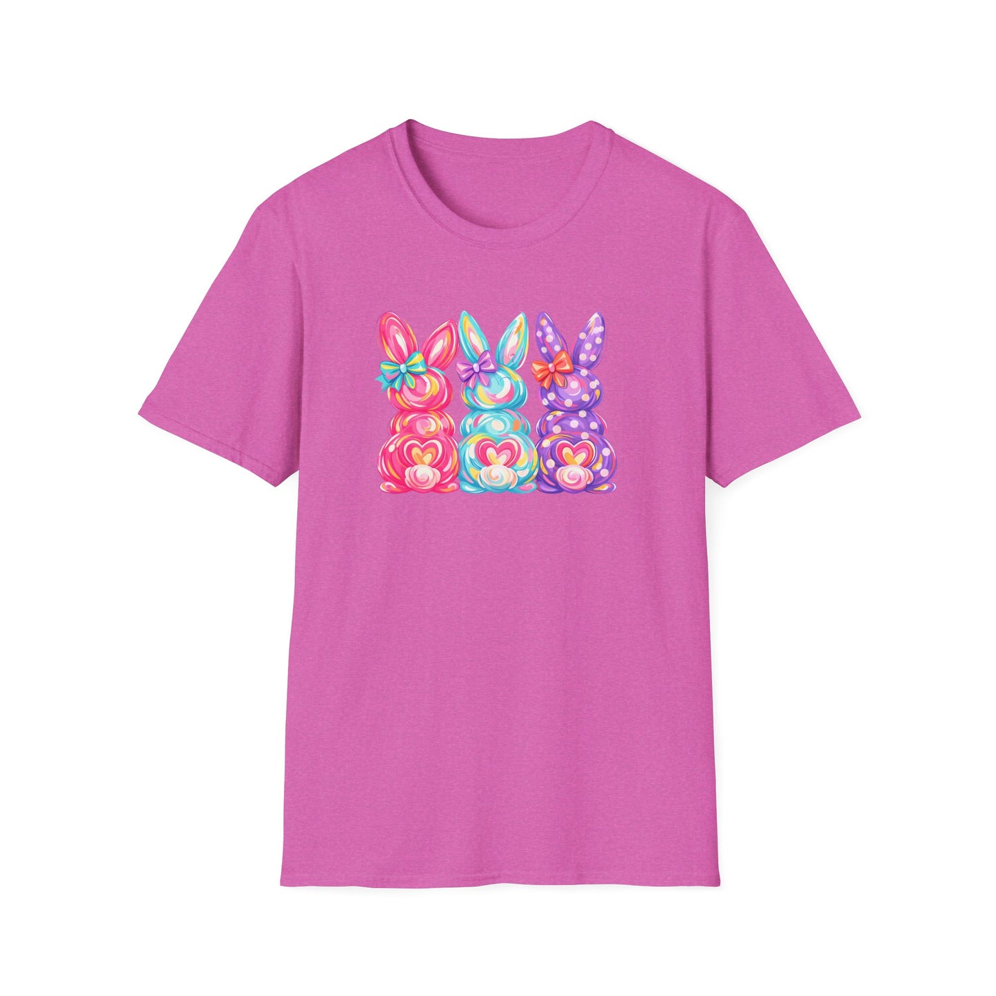 Easter Pastel Bunny Trio T-Shirt — Colorful Spring Bunny Graphic Tee