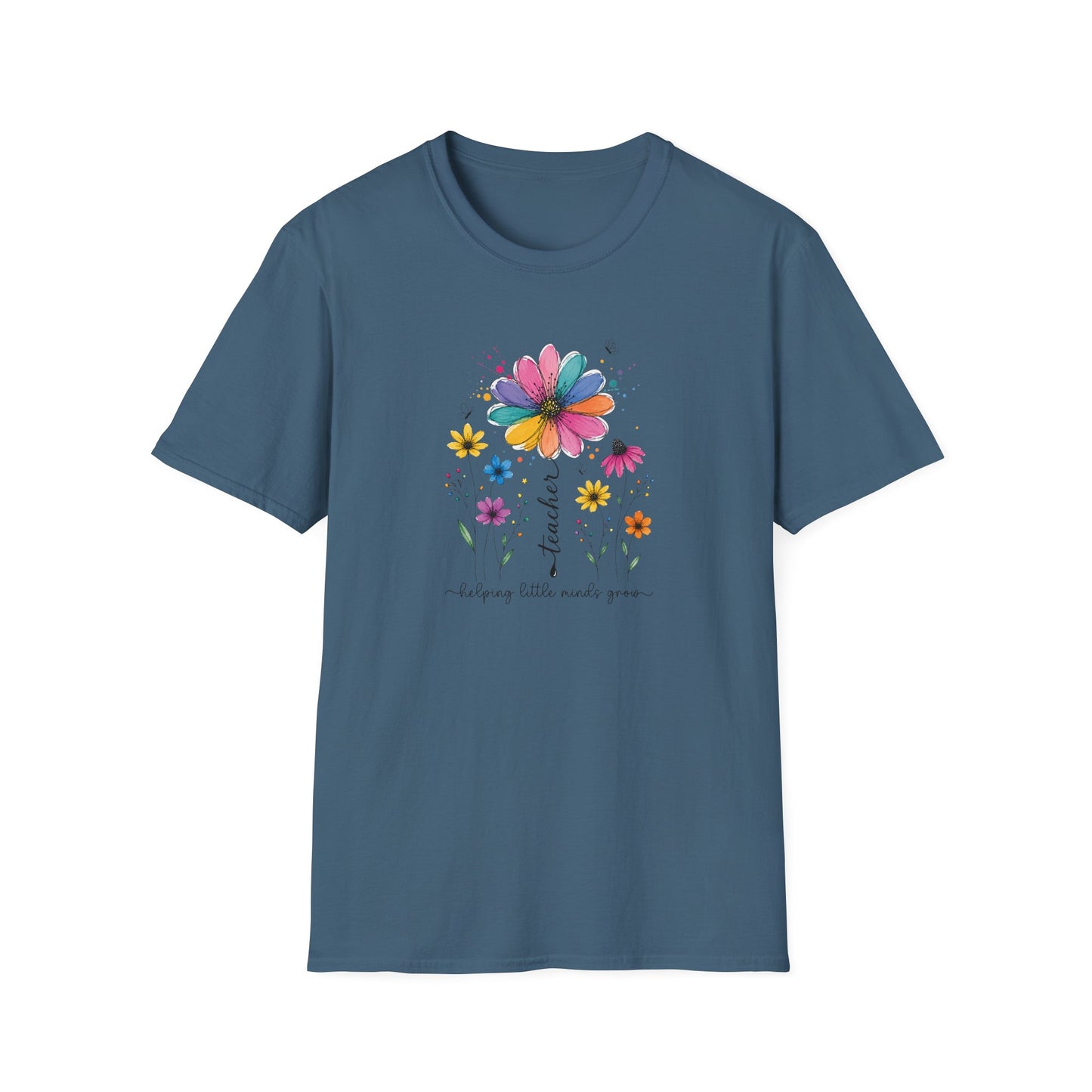 Helping Little Minds Grow Teacher Shirt | Floral Teacher Tee | Colorful Wildflower Teacher Shirt