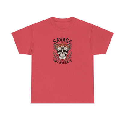 Savage Not Average Skull T-Shirt – Floral Skull Graphic Tee Vintage Style