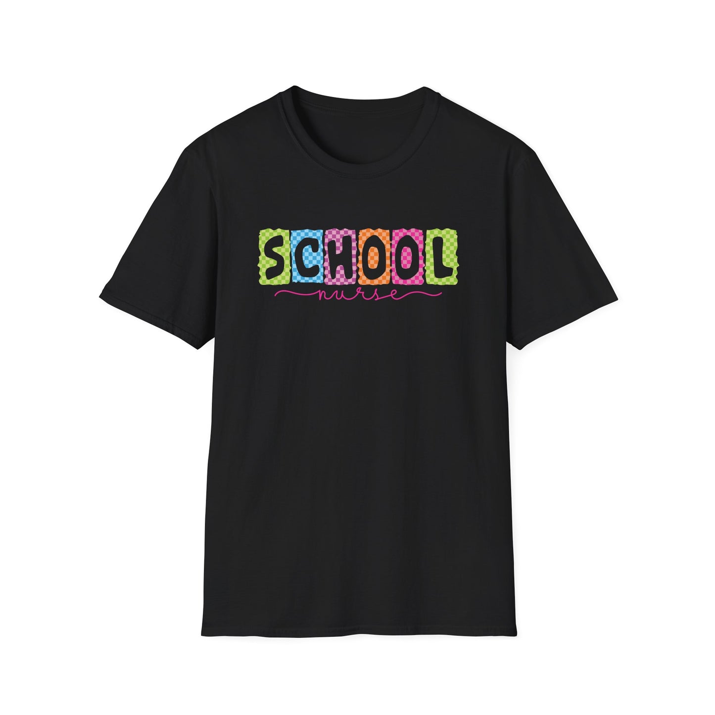 School Nurse T-Shirt — Colorful Block Letters Design