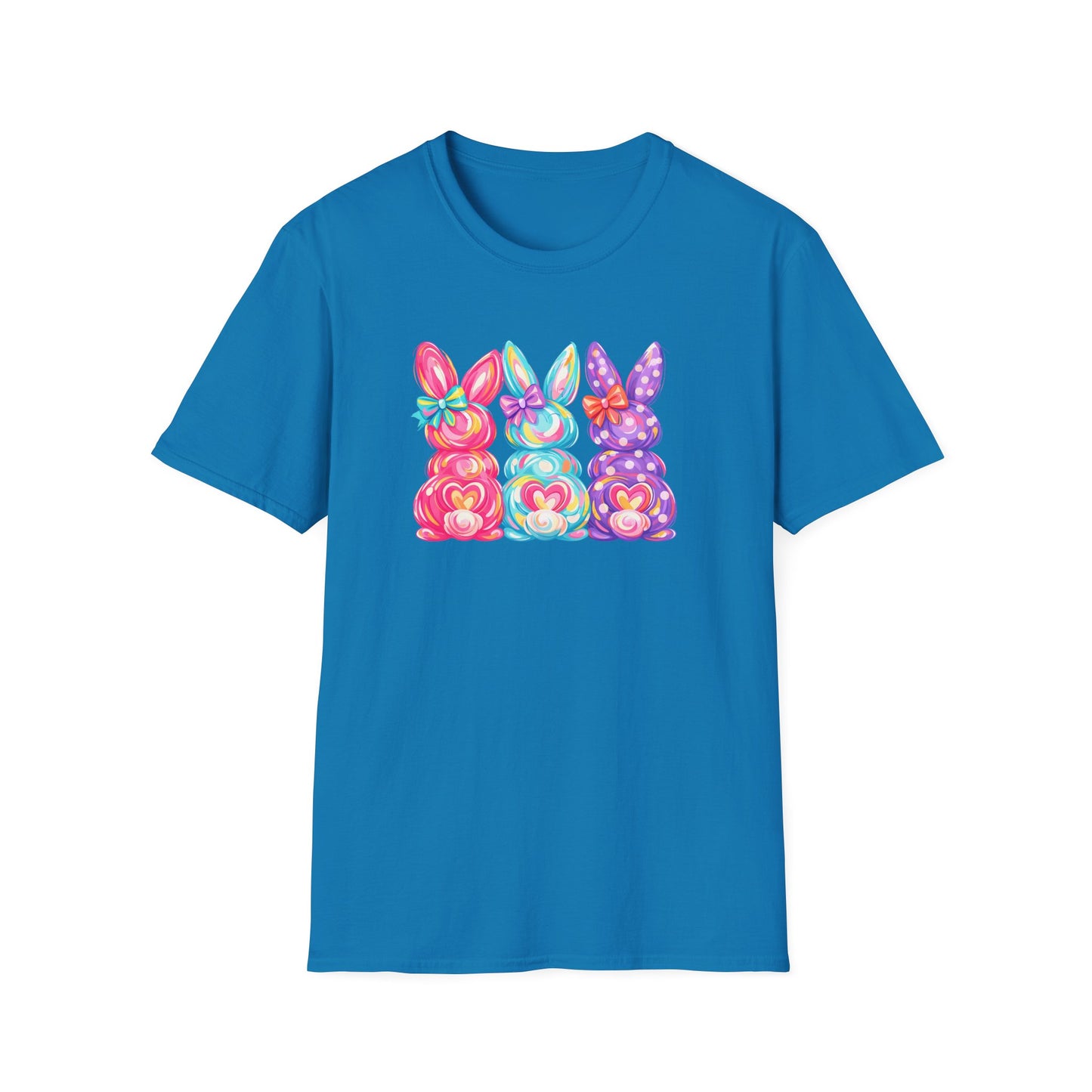 Easter Pastel Bunny Trio T-Shirt — Colorful Spring Bunny Graphic Tee