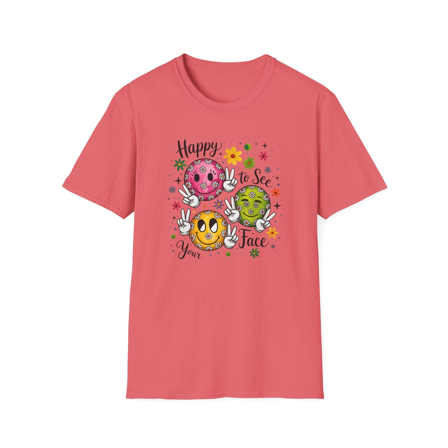 Groovy Retro Smiley Face T-Shirt – Happy to See Your Face | Vintage 70s Aesthetic Tee