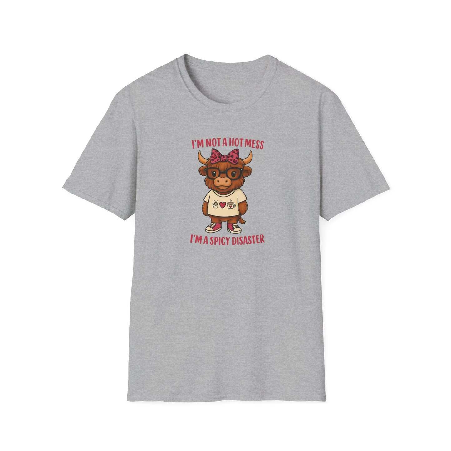 Spicy Disaster Highland Cow Tee – Funny Graphic Shirt for Sassy Souls