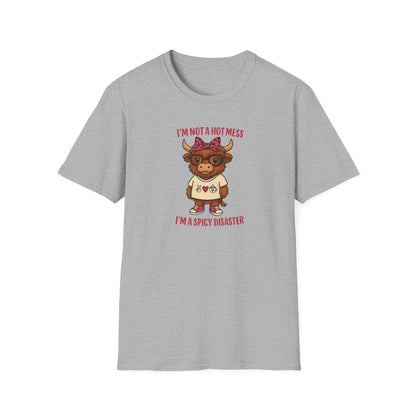 Spicy Disaster Highland Cow Tee – Funny Graphic Shirt for Sassy Souls