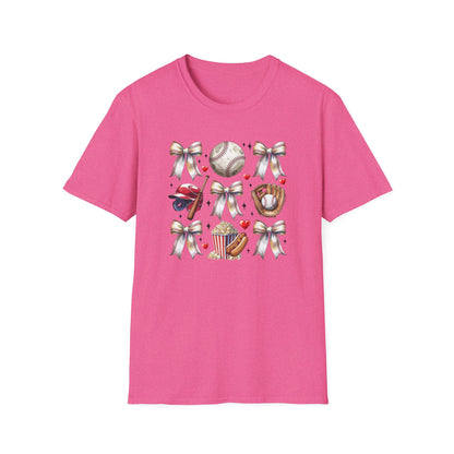 Baseball Mom Cute Gear T-Shirt — Helmet, Glove & Popcorn Sports Design