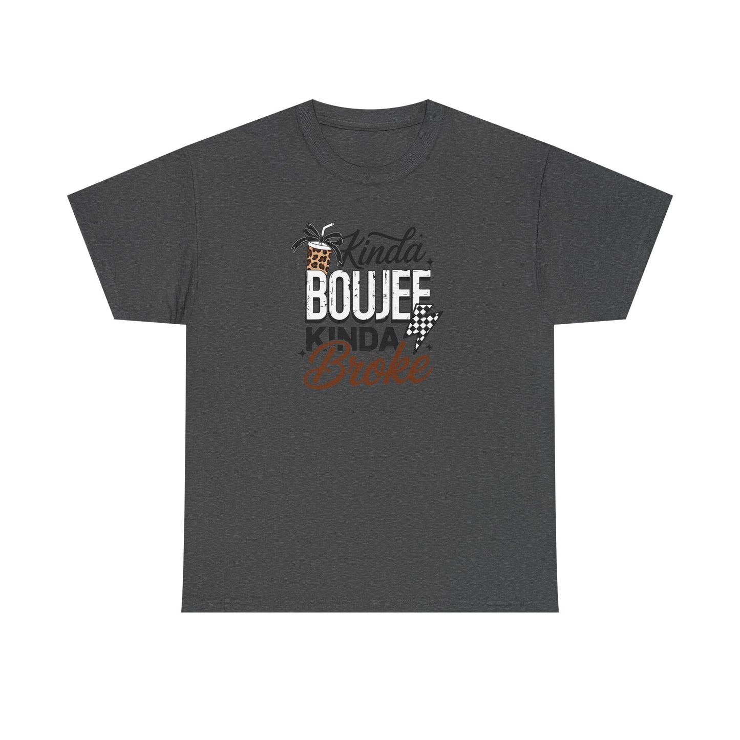 Boujee Broke Shirt – Funny Coffee Lover Graphic Tee, Trendy Leopard Print Boujee Tee