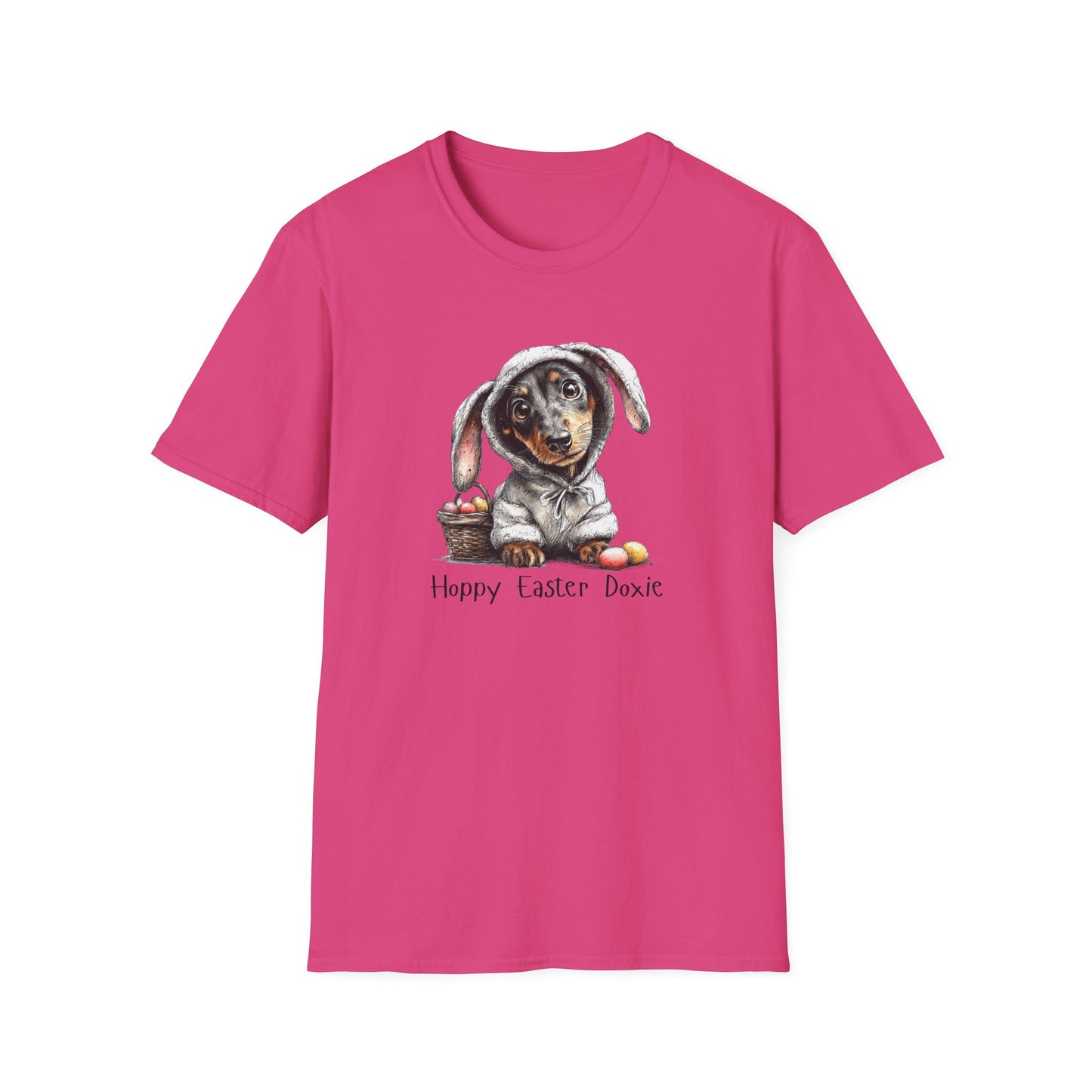 Easter Dachshund T-Shirt — "Hoppy Easter Doxie" Cute Dog Bunny Tee
