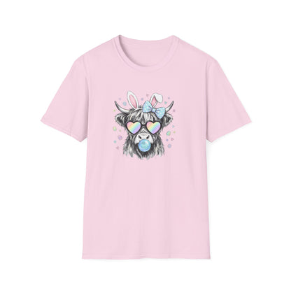 Cute Cow Tee — Heart Sunglasses, Bunny Ears & Bubblegum Graphic T-Shirt