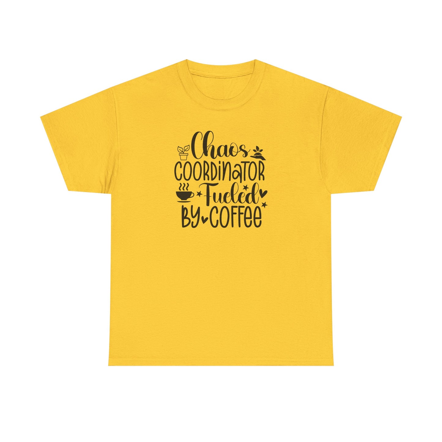 Chaos Coordinator T-Shirt – "Fueled by Coffee" Funny Mom/Teacher Shirt – Cute Coffee Lover Graphic Tee for Women