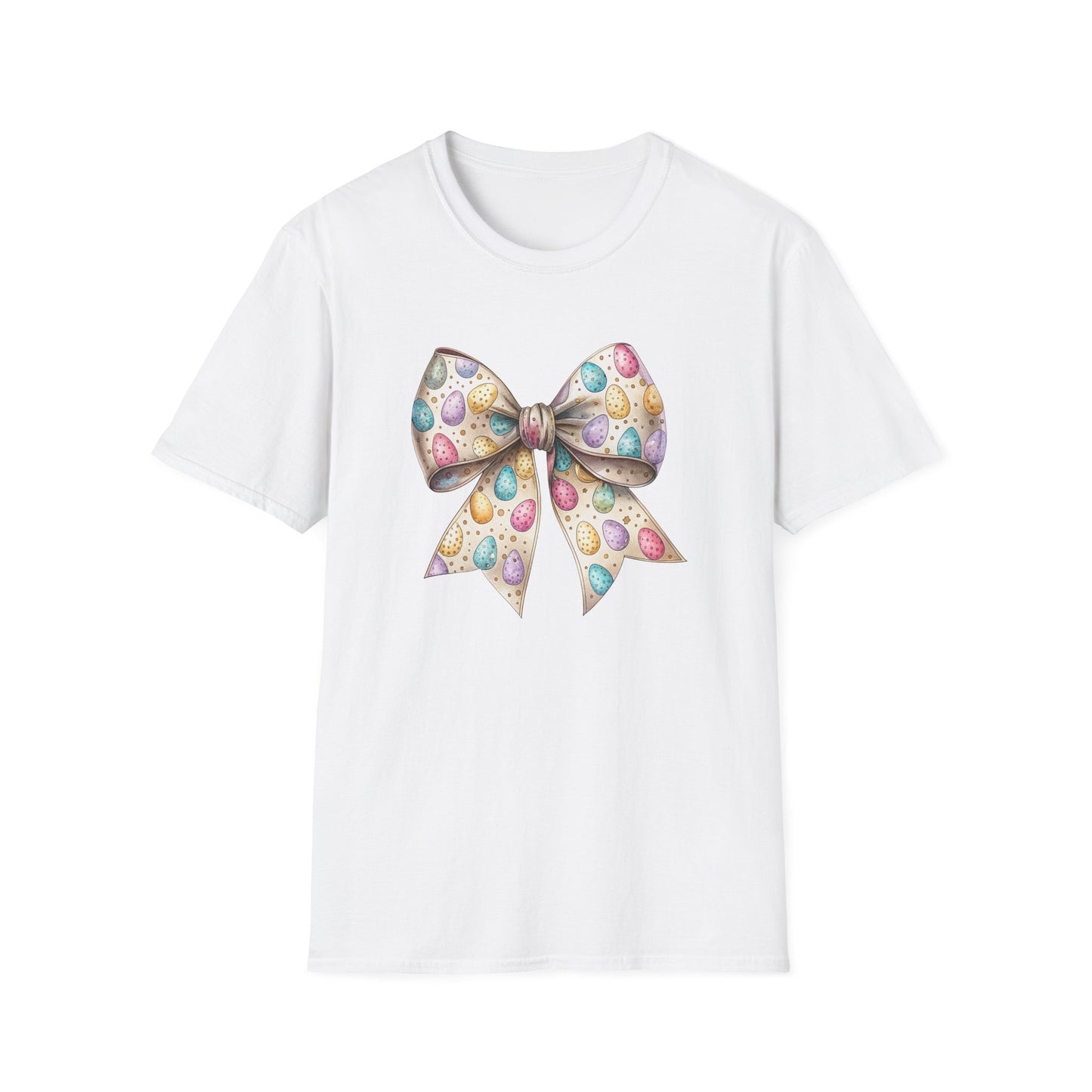 Pastel Easter Bow Shirt, Cute Spring Graphic Tee, Easter Egg Ribbon T-Shirt, Coquette Easter Outfit, Soft Aesthetic Bunny Season Tee, Women’s Spring Gift