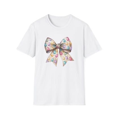 Pastel Easter Bow Shirt, Cute Spring Graphic Tee, Easter Egg Ribbon T-Shirt, Coquette Easter Outfit, Soft Aesthetic Bunny Season Tee, Women’s Spring Gift