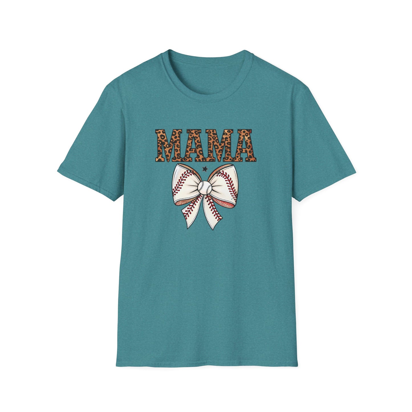 Leopard Baseball Mama Bow Shirt – Cute Coquette Style Sports Mom Tee | Trendy Game Day Baseball Mom Graphic T-Shirt
