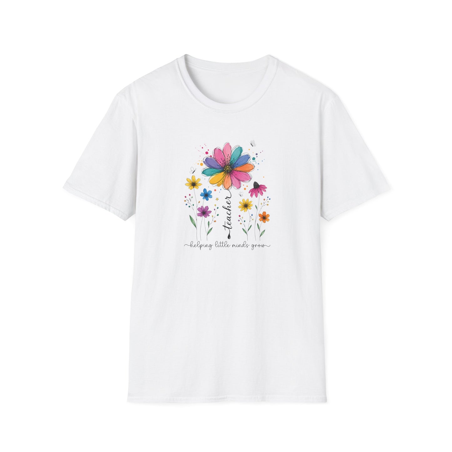 Helping Little Minds Grow Teacher Shirt | Floral Teacher Tee | Colorful Wildflower Teacher Shirt