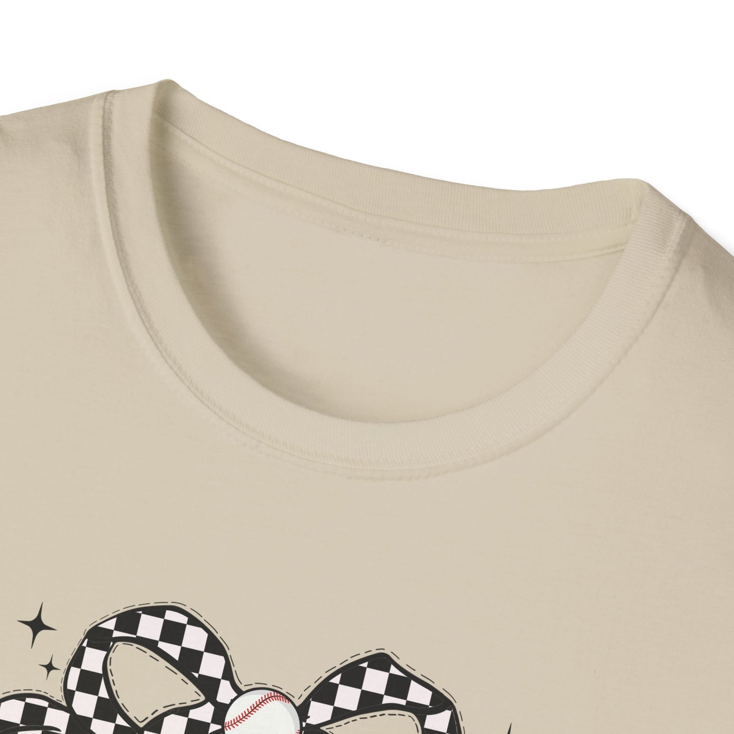 Game Day Baseball Mom Shirt, Girly Bow Baseball Tee, Cute Sports Mom Graphic T Shirt, Coquette Game Day Outfit, Trendy Baseball Season Shirt, Softstyle Unisex Tee