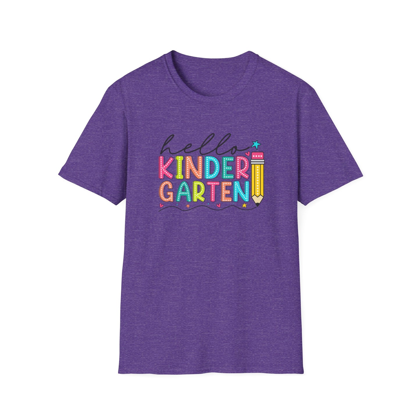 Hello Kindergarten Pencil T-Shirt — Colorful Back-to-School Cute School Spirit Tee