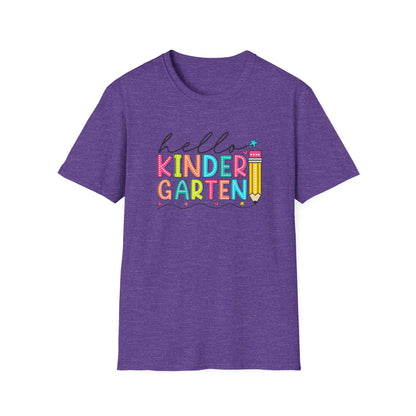 Hello Kindergarten Pencil T-Shirt — Colorful Back-to-School Cute School Spirit Tee