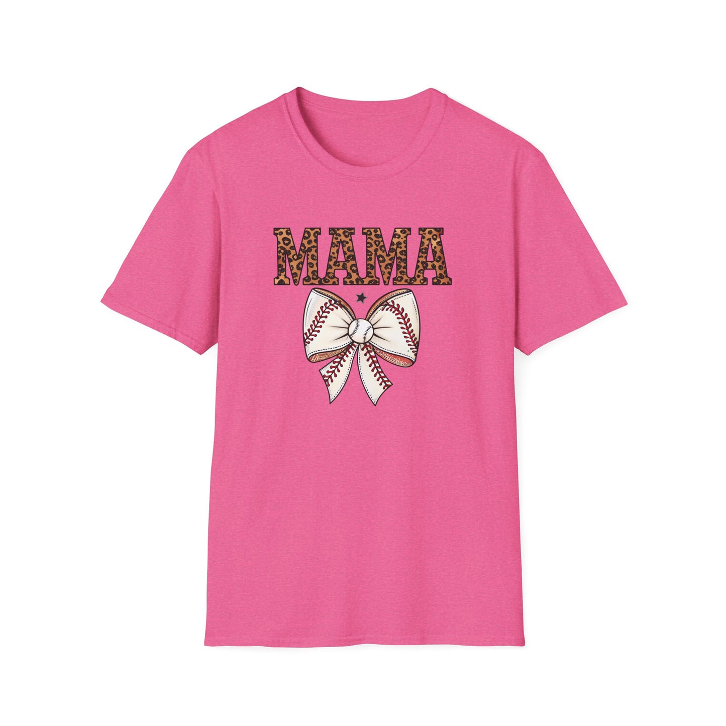 Leopard Baseball Mama Bow Shirt – Cute Coquette Style Sports Mom Tee | Trendy Game Day Baseball Mom Graphic T-Shirt