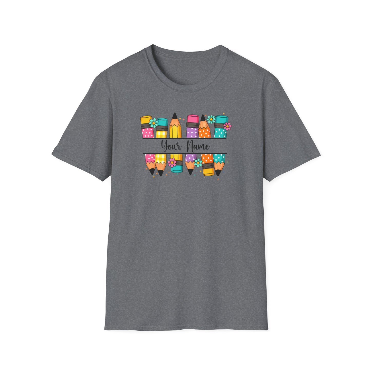 Personalized Pencil Graphic T-Shirt – Cute Back to School Teacher Tee