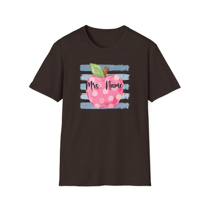 Personalized Teacher Apple Shirt | Custom Teacher Name or Grade Level T-Shirt | Back to School Teacher Tee | Cute Pink Apple Graphic Tee