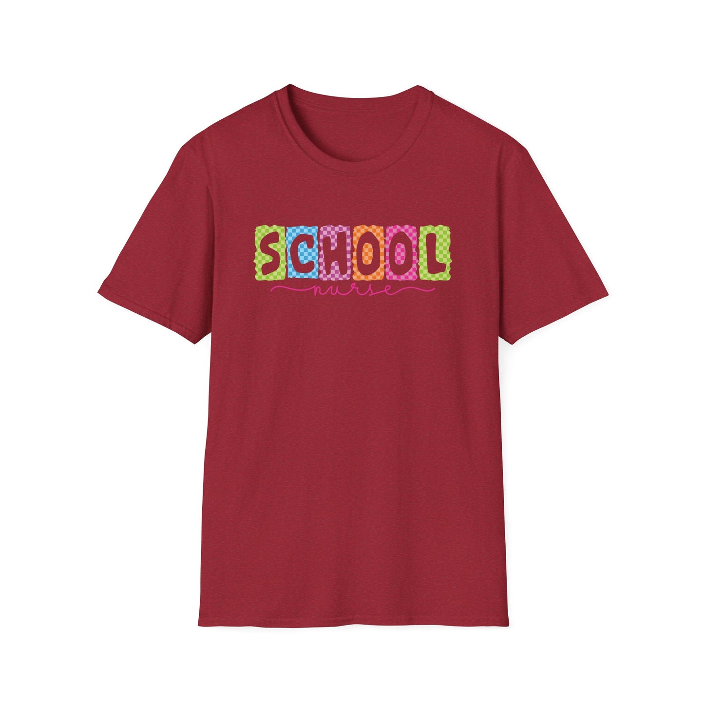 School Nurse T-Shirt — Colorful Block Letters Design
